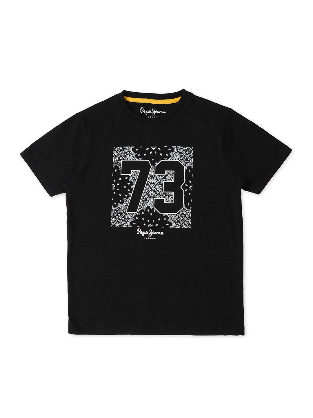 Pepe Jeans Boys Black Typography Printed Applique T-shirt