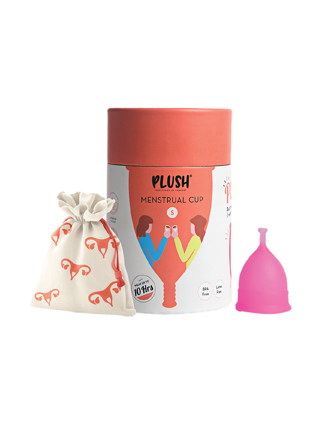 Plush Women Reusable Menstrual Cup with Pouch - Large