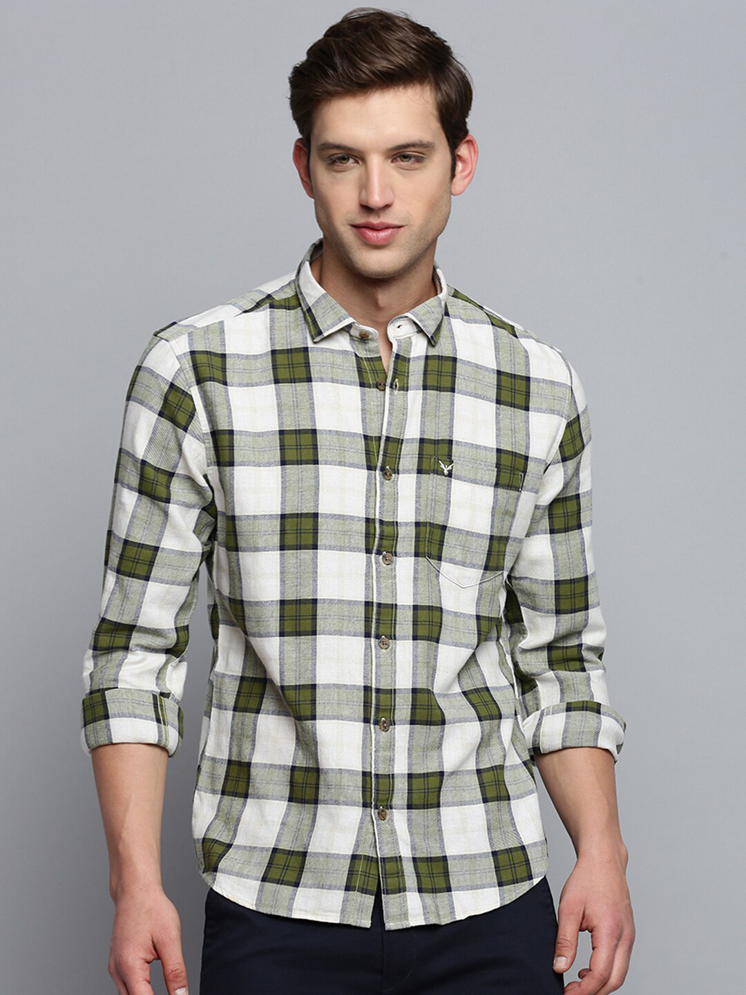 SHOWOFF Classic Gingham Checks Checked Cotton Casual Shirt