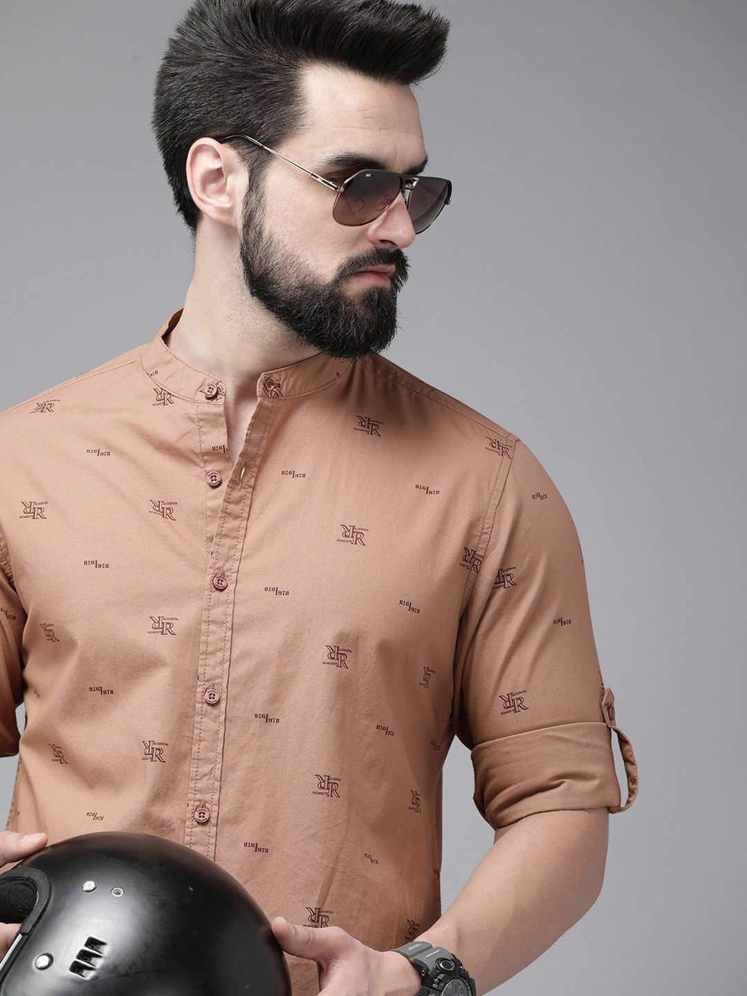 The Roadster Life Co. Pure Cotton Brand Logo Printed Casual Shirt