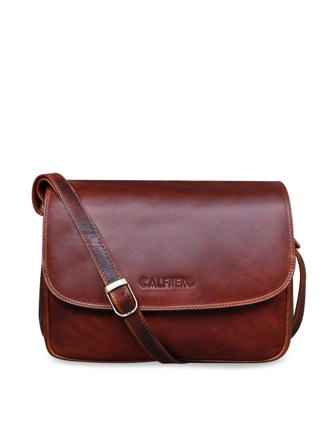 CALFNERO Non-Detachable Strap Leather Structured Sling Bag