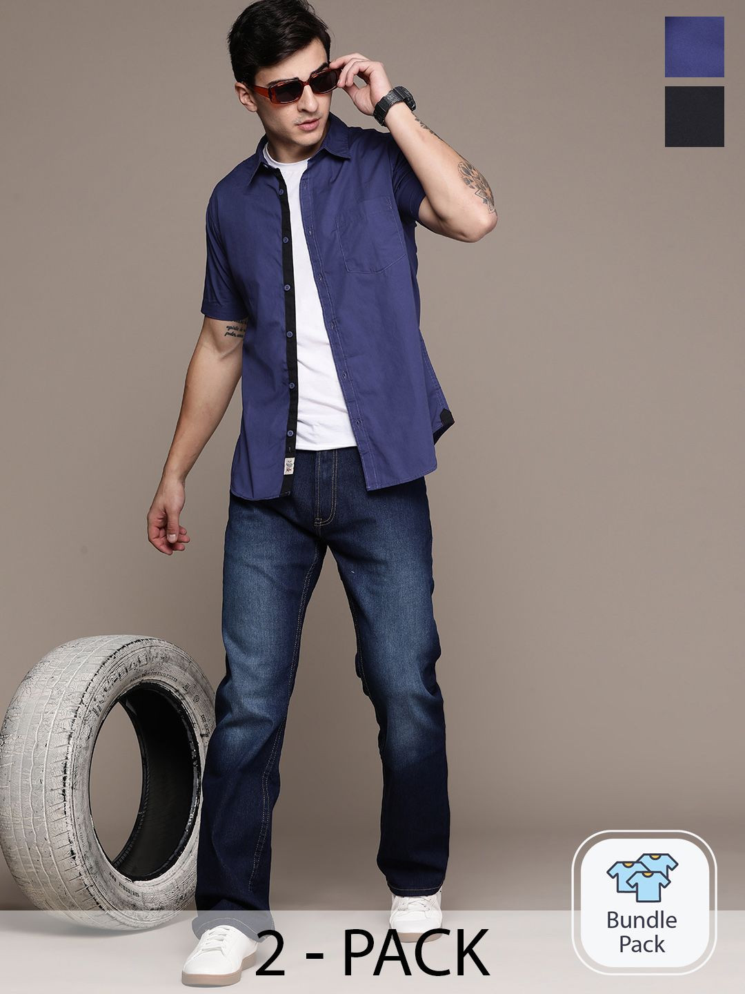 The Roadster Lifestyle Co. Pack of 2 Pure Cotton Casual Shirts