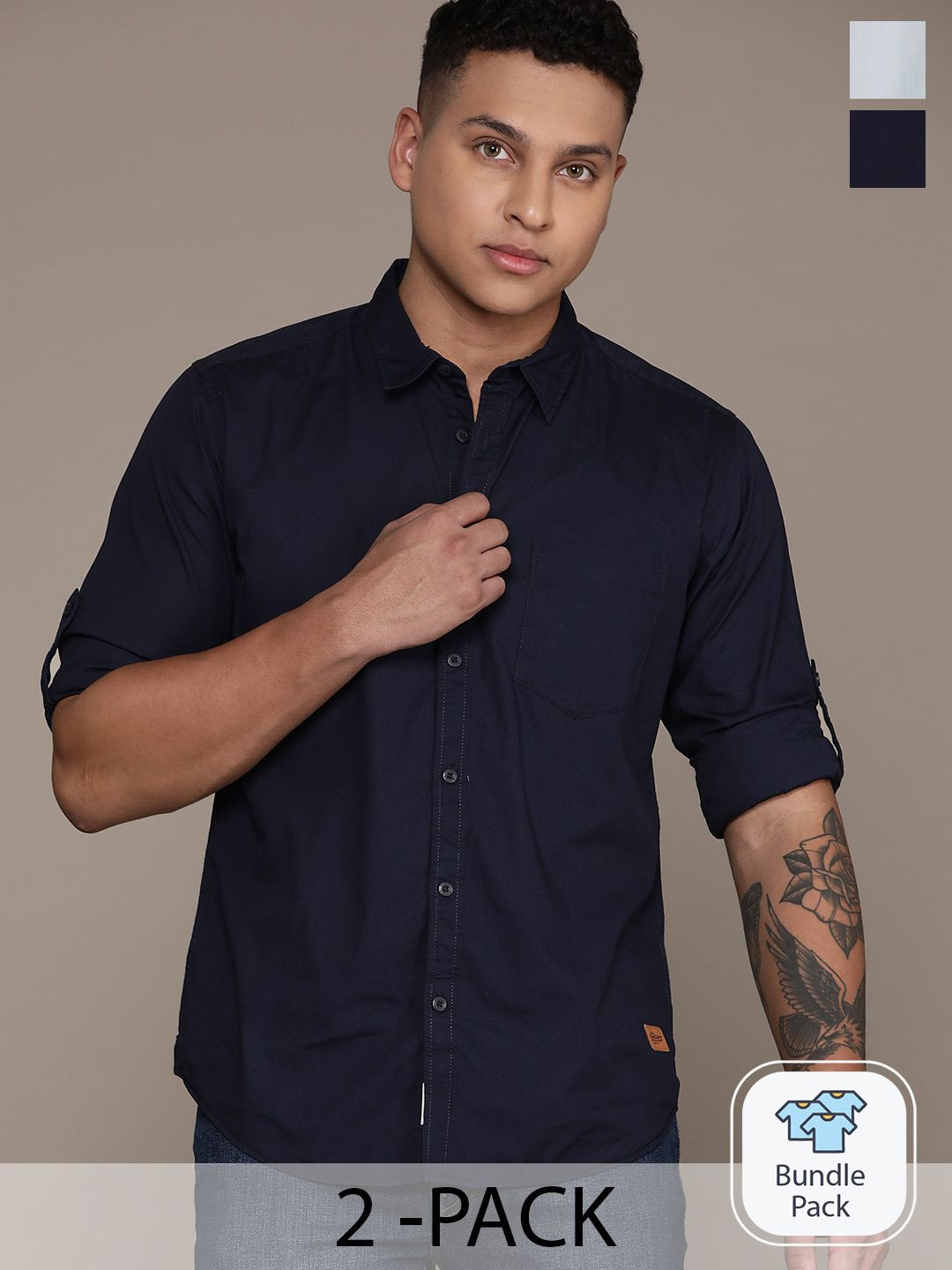 The Roadster Lifestyle Co. Pack of 2 Pure Cotton Casual Shirts