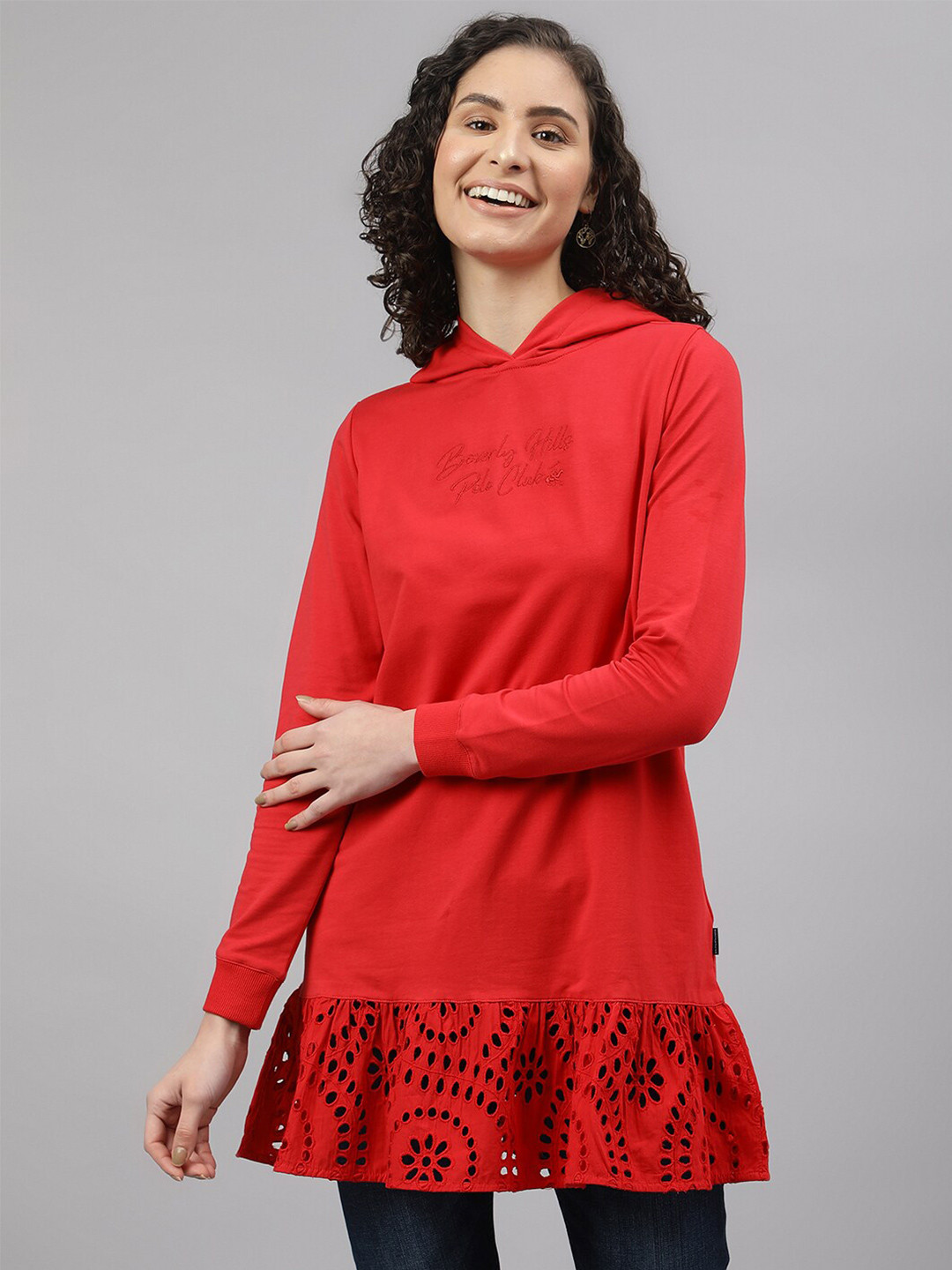 Beverly Hills Polo Club Hooded Cut-Out Detail Longline Top