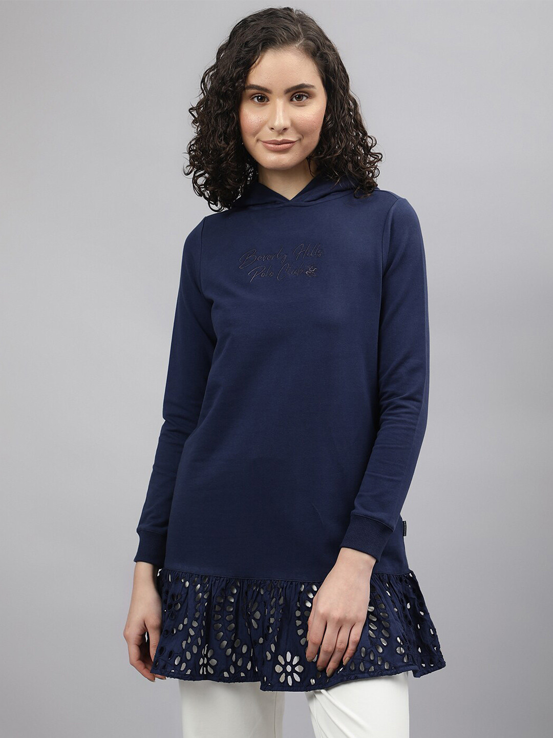 Beverly Hills Polo Club Hooded Peplum Pullover Sweatshirt