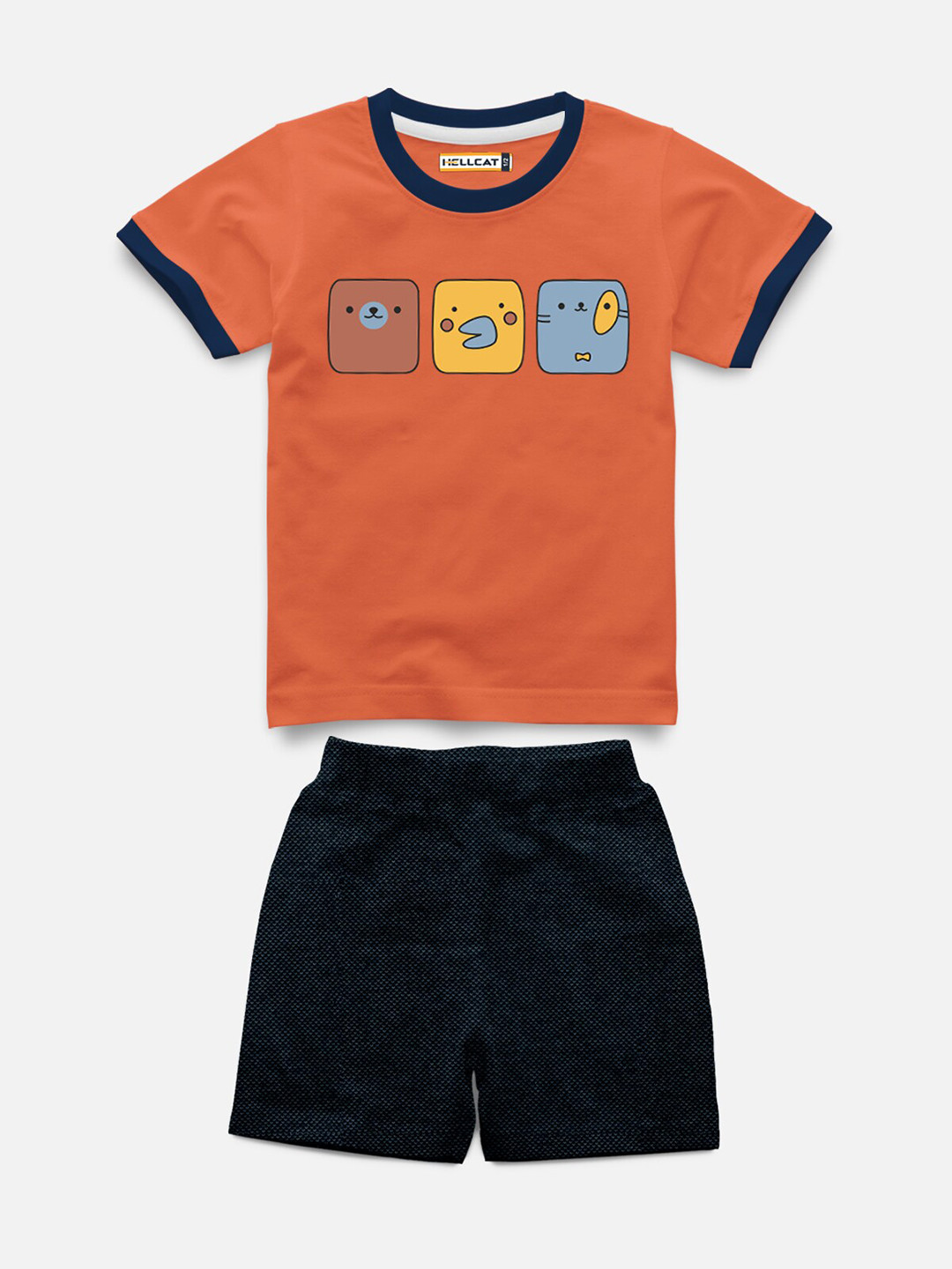 HELLCAT Kids Pack Of 2 Printed Short Sleeves T-shirt With Shorts