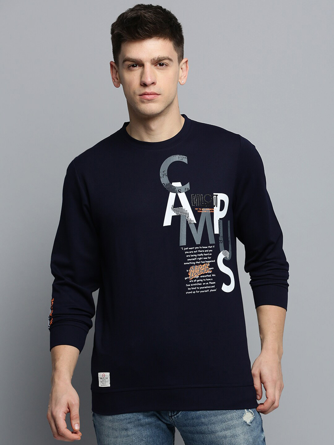 SHOWOFFFF Round Neck Typographic Printed Pullover Sweatshirt