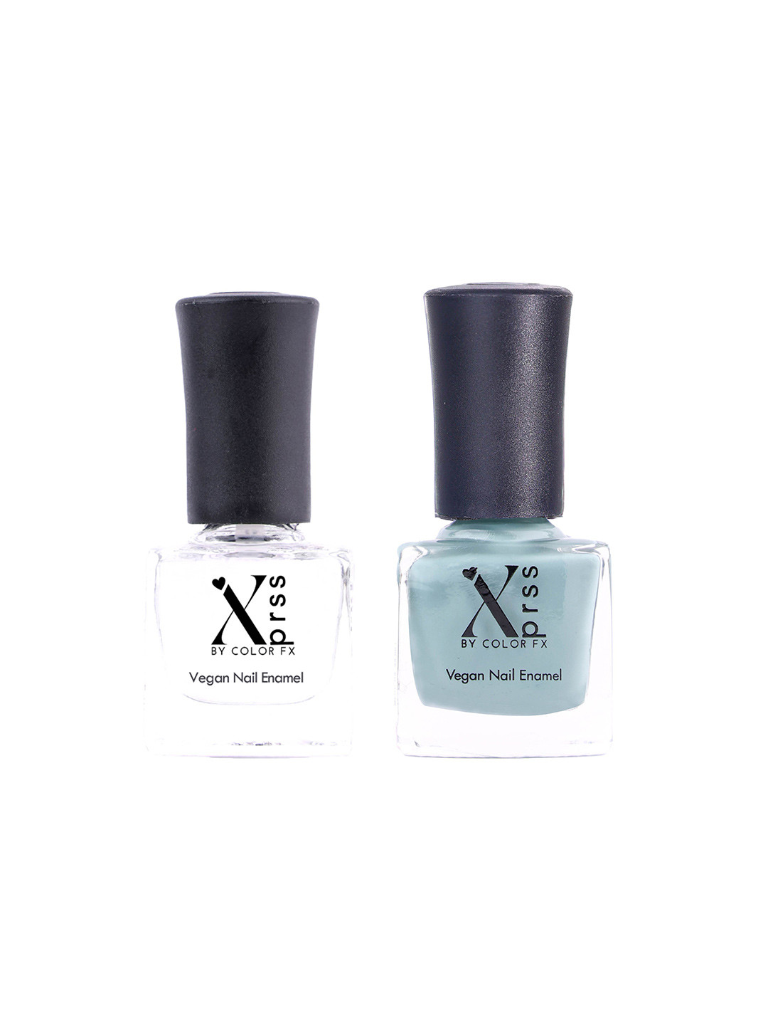 Color Fx Set of 2 Xprss Vegan Long-Lasting Nail Enamels 5 ml Each- Topaz Green 310 - Transparent 313