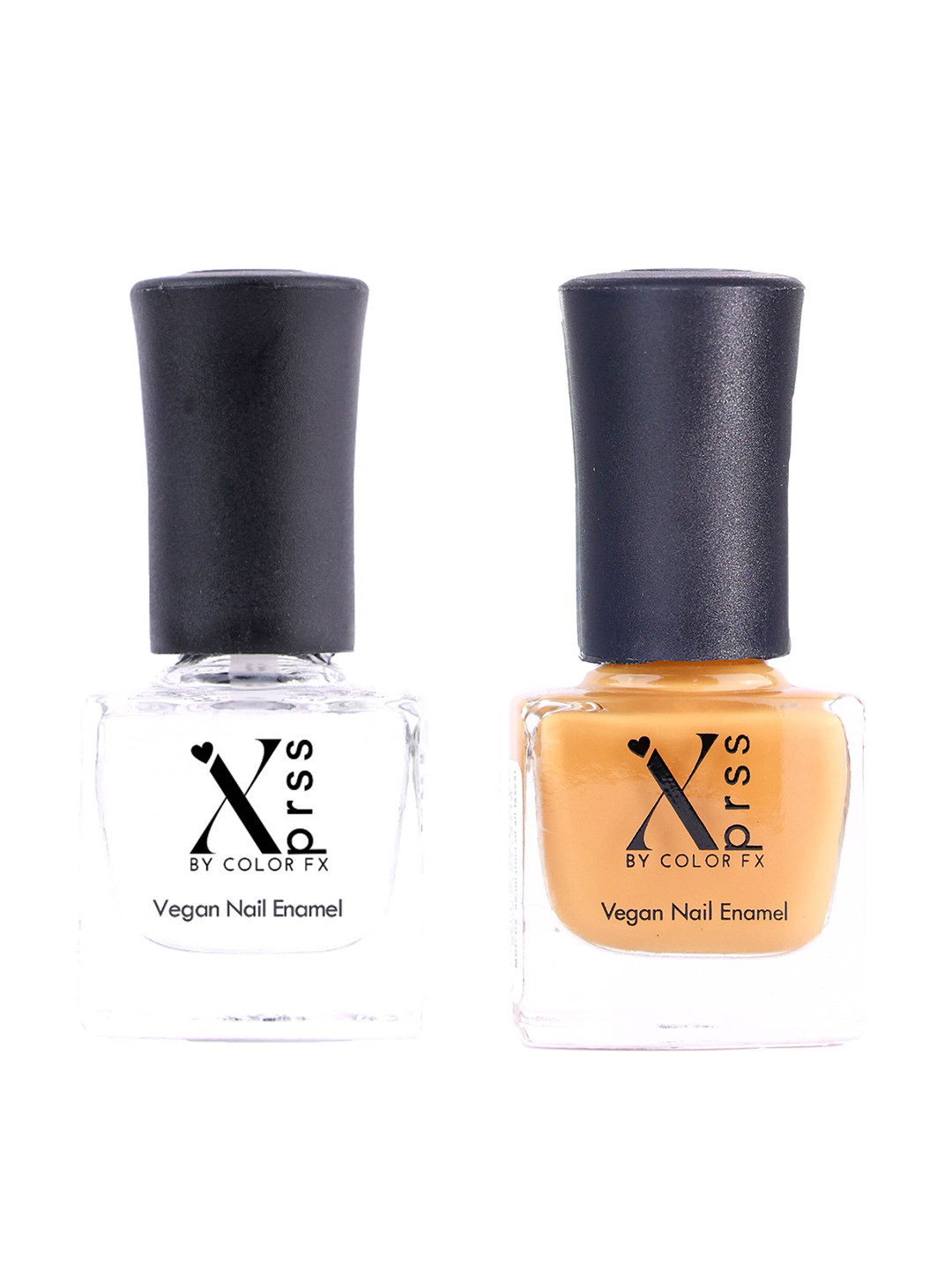 Color Fx Set of 2 Xprss Vegan Long-Lasting Nail Enamels 5 ml Each- Yellow Orange 307 - Transparent 313