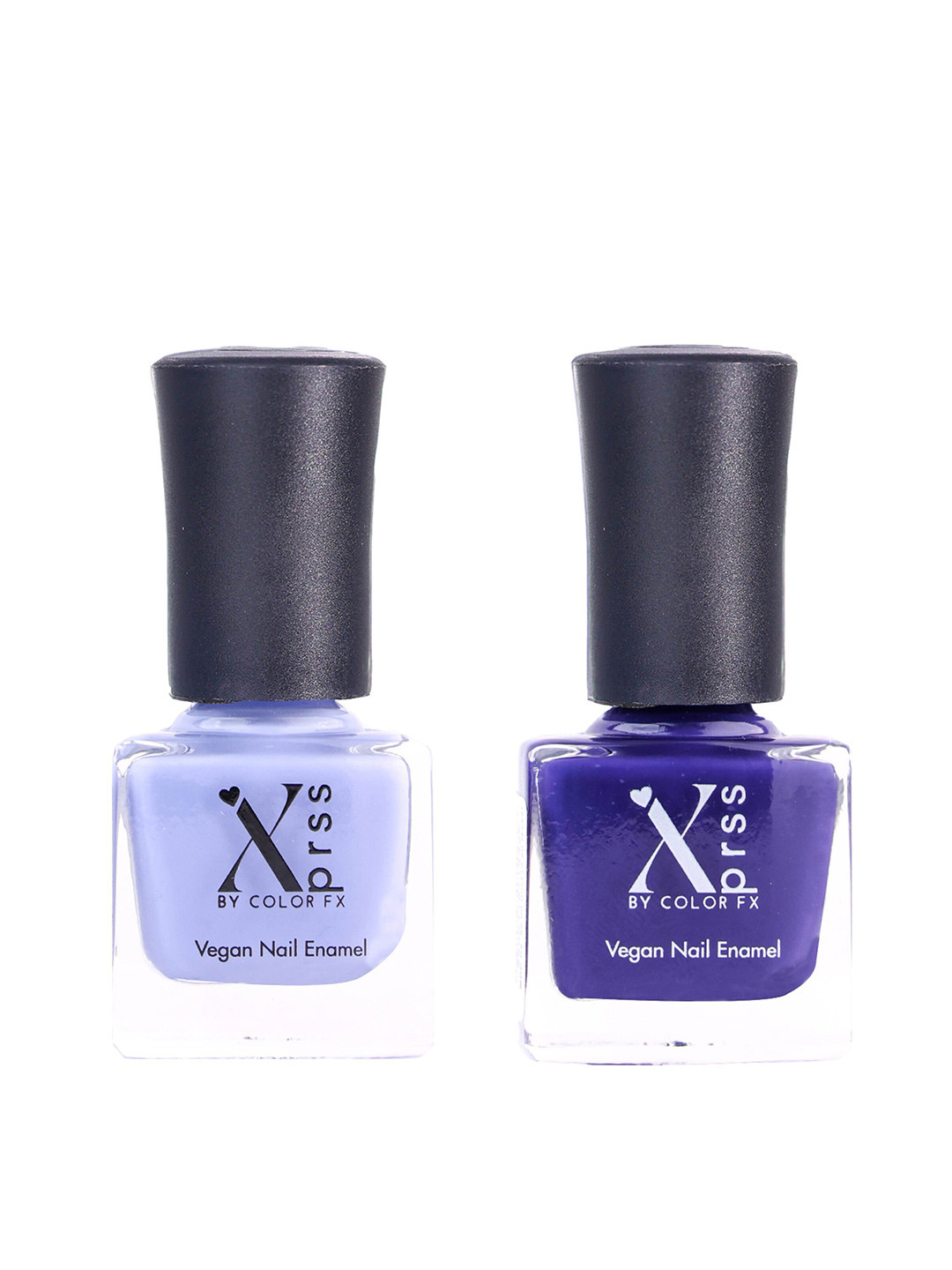 Color Fx Set of 2 Xprss Vegan Long-Lasting Nail Enamels 5 ml Each-Periwinkle Blue 311 - Eggplant Purple 312