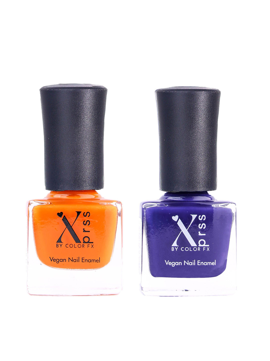 Color Fx Set of 2 Xprss Vegan Long-Lasting Nail Enamels 5 ml Each-Orange 306 - Eggplant Purple 312