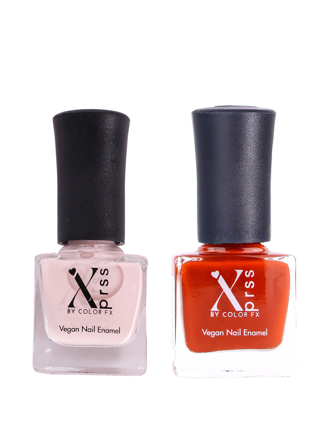 Color Fx Set of 2 Xprss Vegan Long-Lasting Nail Enamels 5 ml Each-Pink Nude 301 - Rust 305
