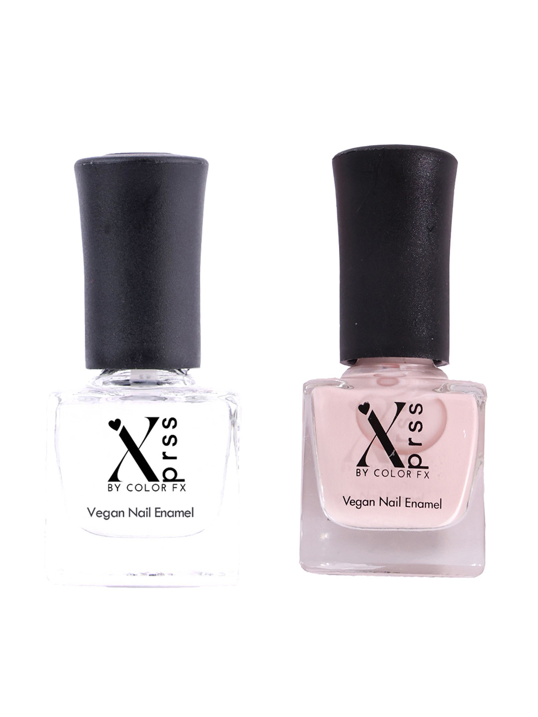 Color Fx Set of 2 Xprss Vegan Long-Lasting Nail Enamels 5 ml Each-Pink Nude 301 - Transparent 313