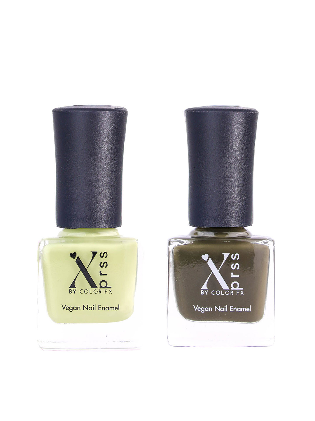 Color Fx Xprss Set Of 2 Vegan Nail Enamels 10 ml Each - Match 308 - Olive Green 309