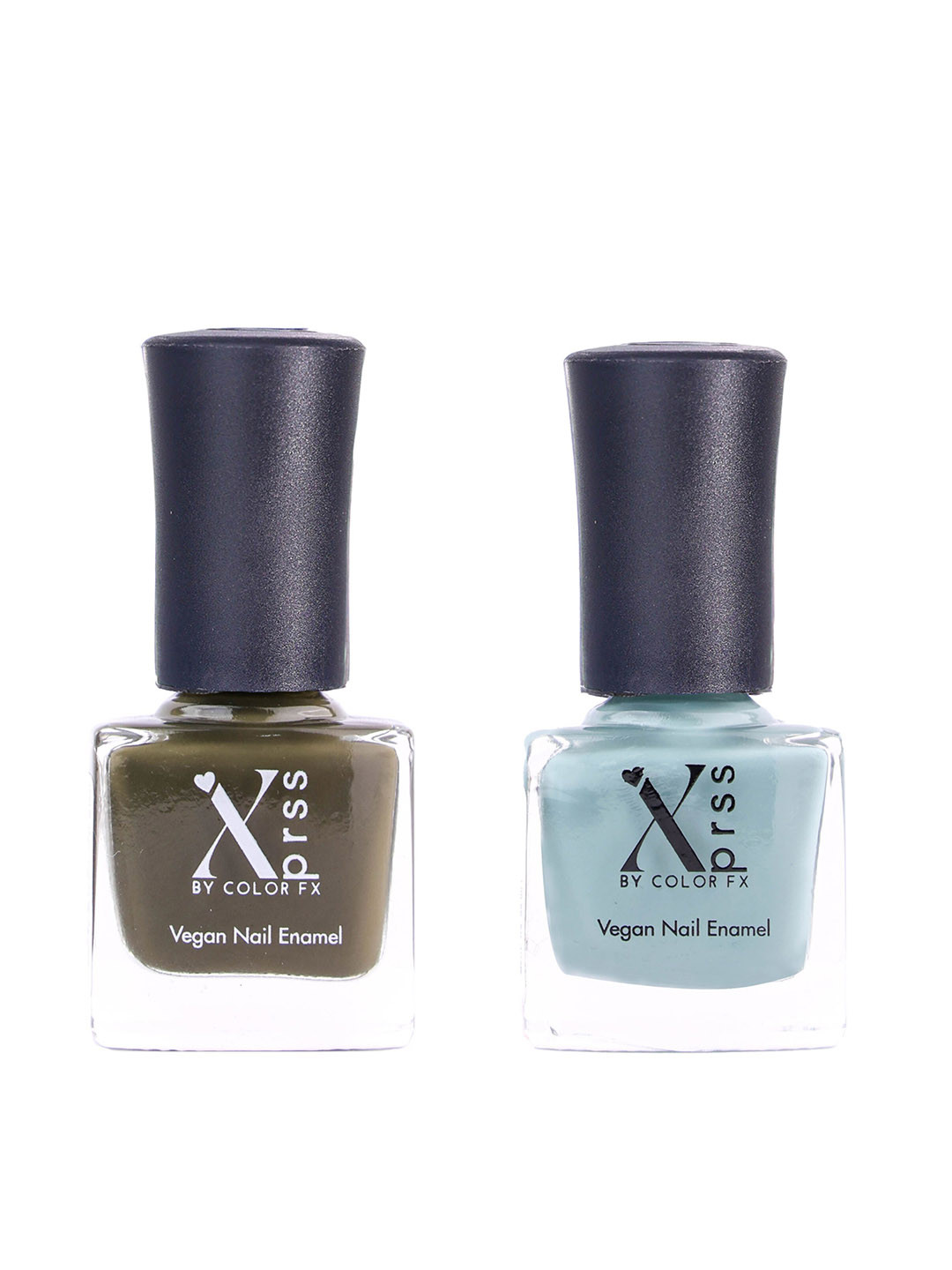 Color Fx Set Of 2 Xprss Vegan Nail Enamels 10 ml Each - Olive 309 & Topaz Green 310