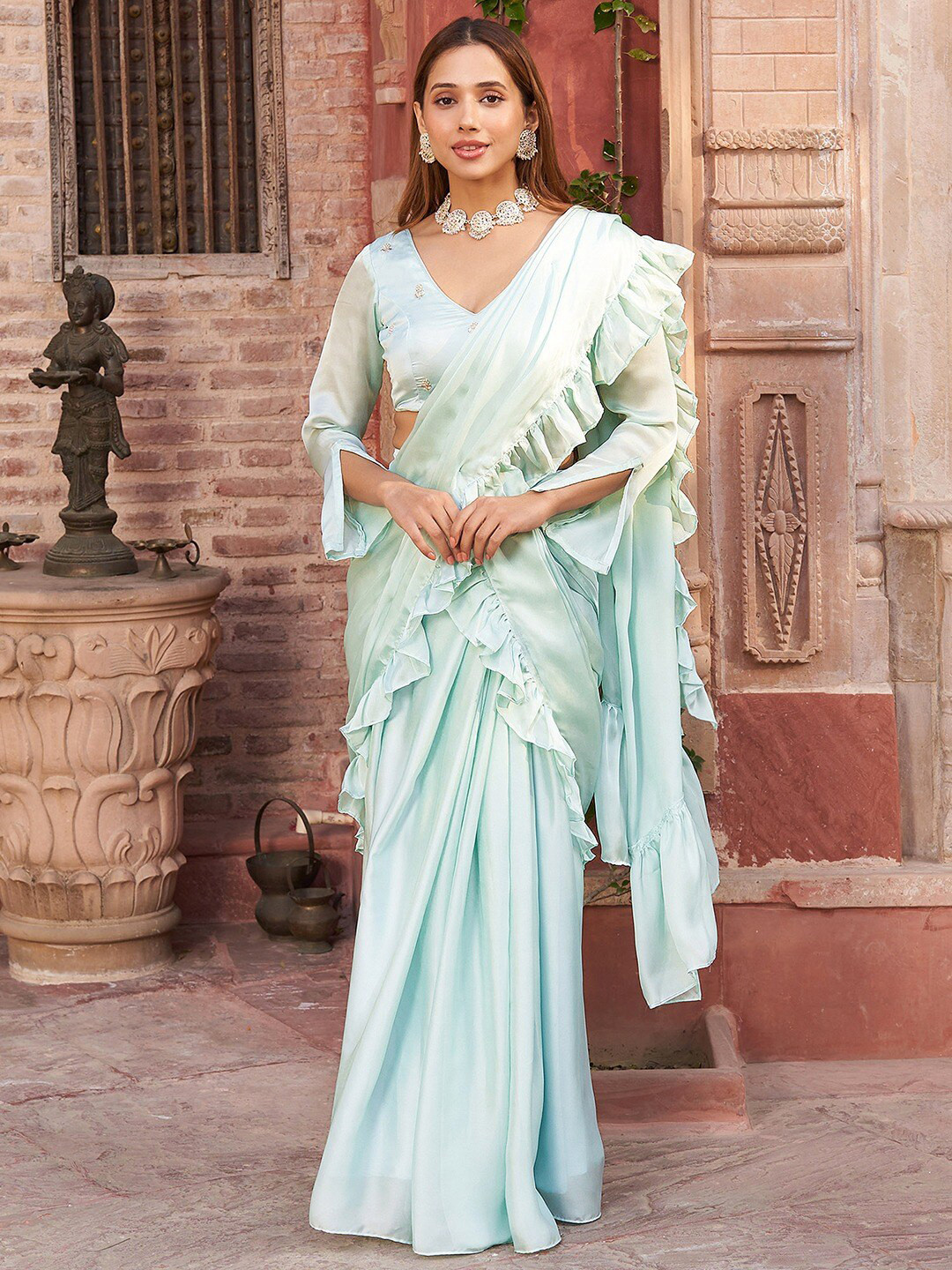 Lavanya The Label Ruffled Half & Half Saree