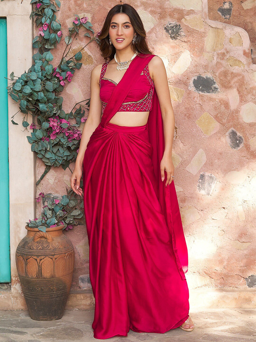Lavanya The Label No Border Embroidered Ready To Wear Saree