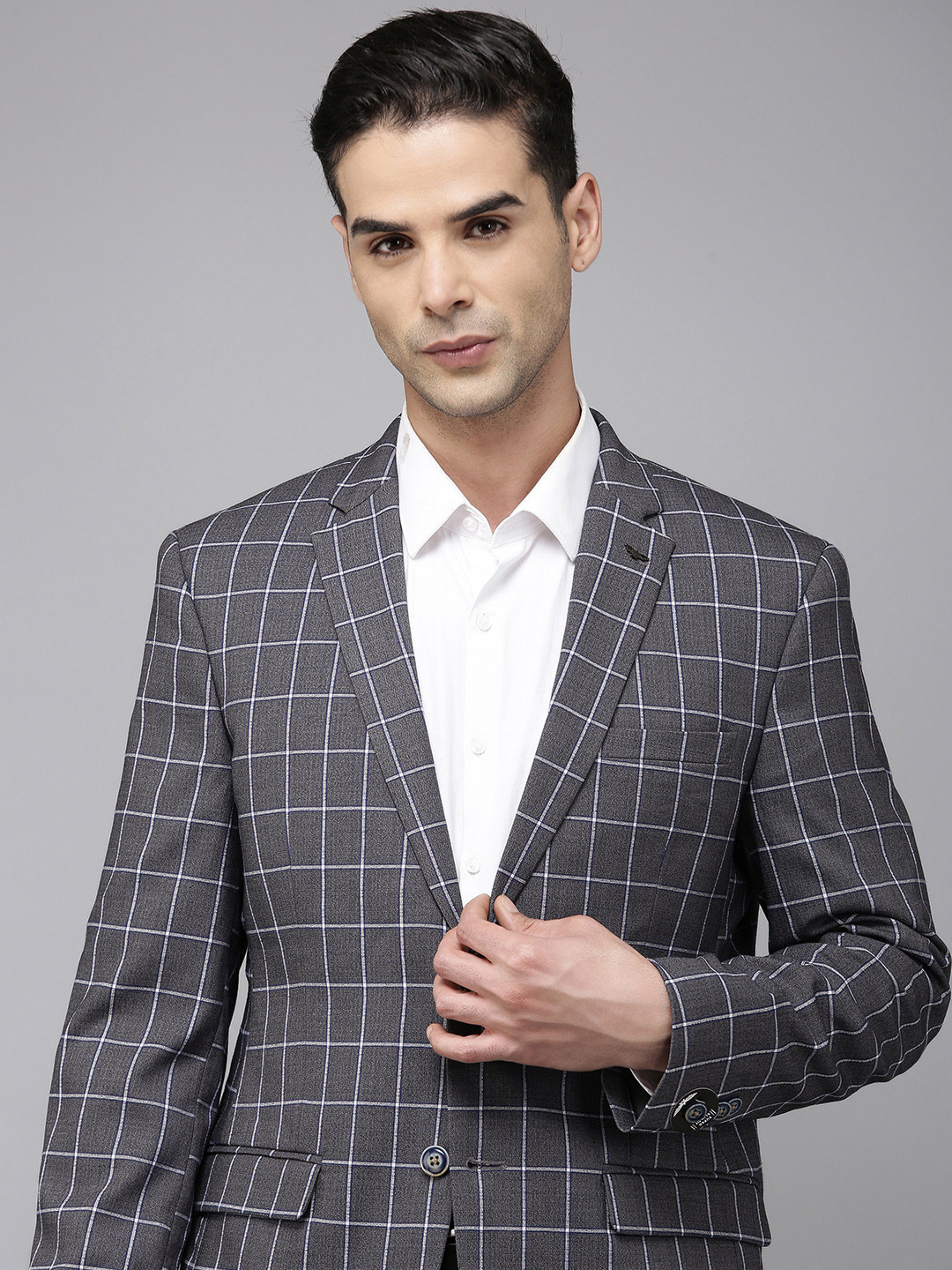 Park Avenue Super Slim Fit Checked Formal Blazer