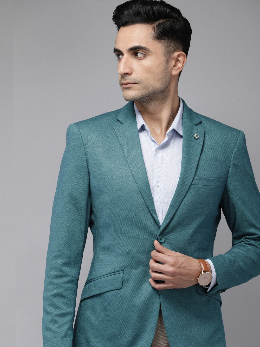 Park Avenue Active Fit Solid Single-Breasted Formal Blazers