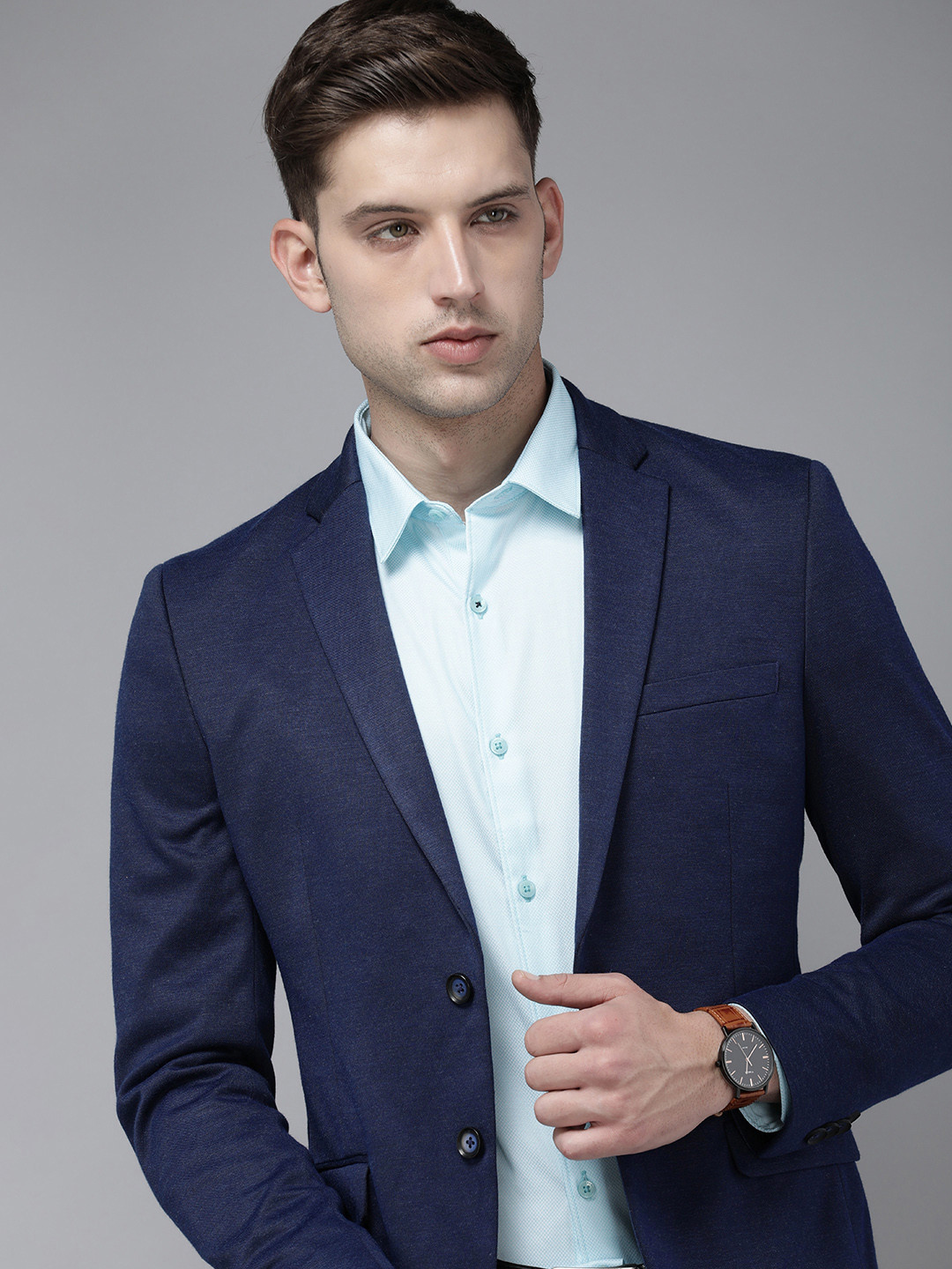 Park Avenue Solid Regular Fit Single-Breasted Formal Blazer