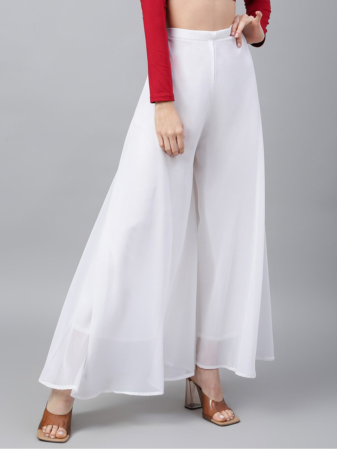 RATAN Women Flared Georgette Palazzos