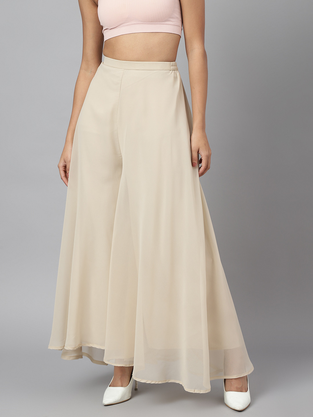 RATAN Women Flared Georgette Palazzos