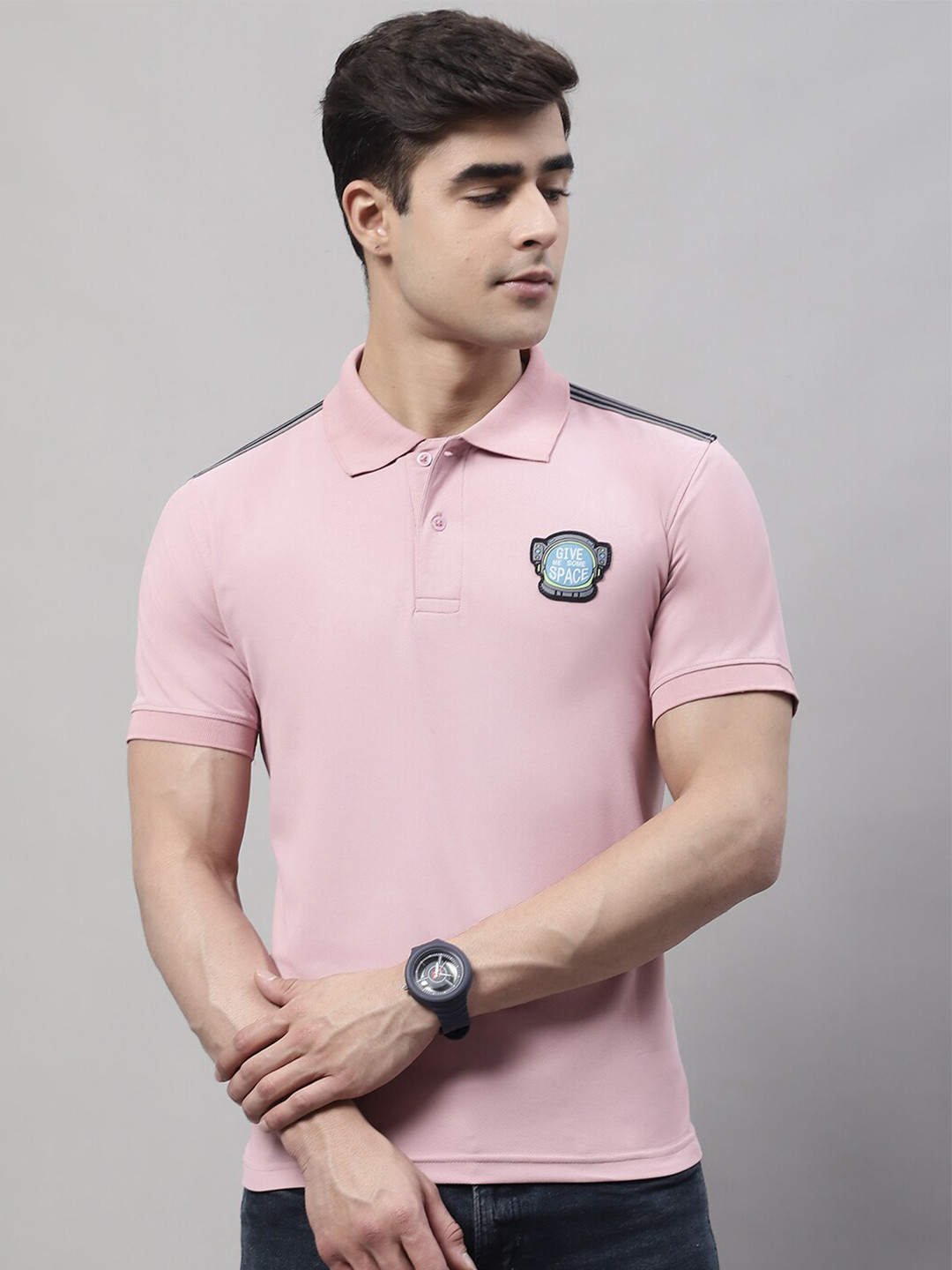 Obaan Polo Collar Short Sleeves Polyester T-shirt