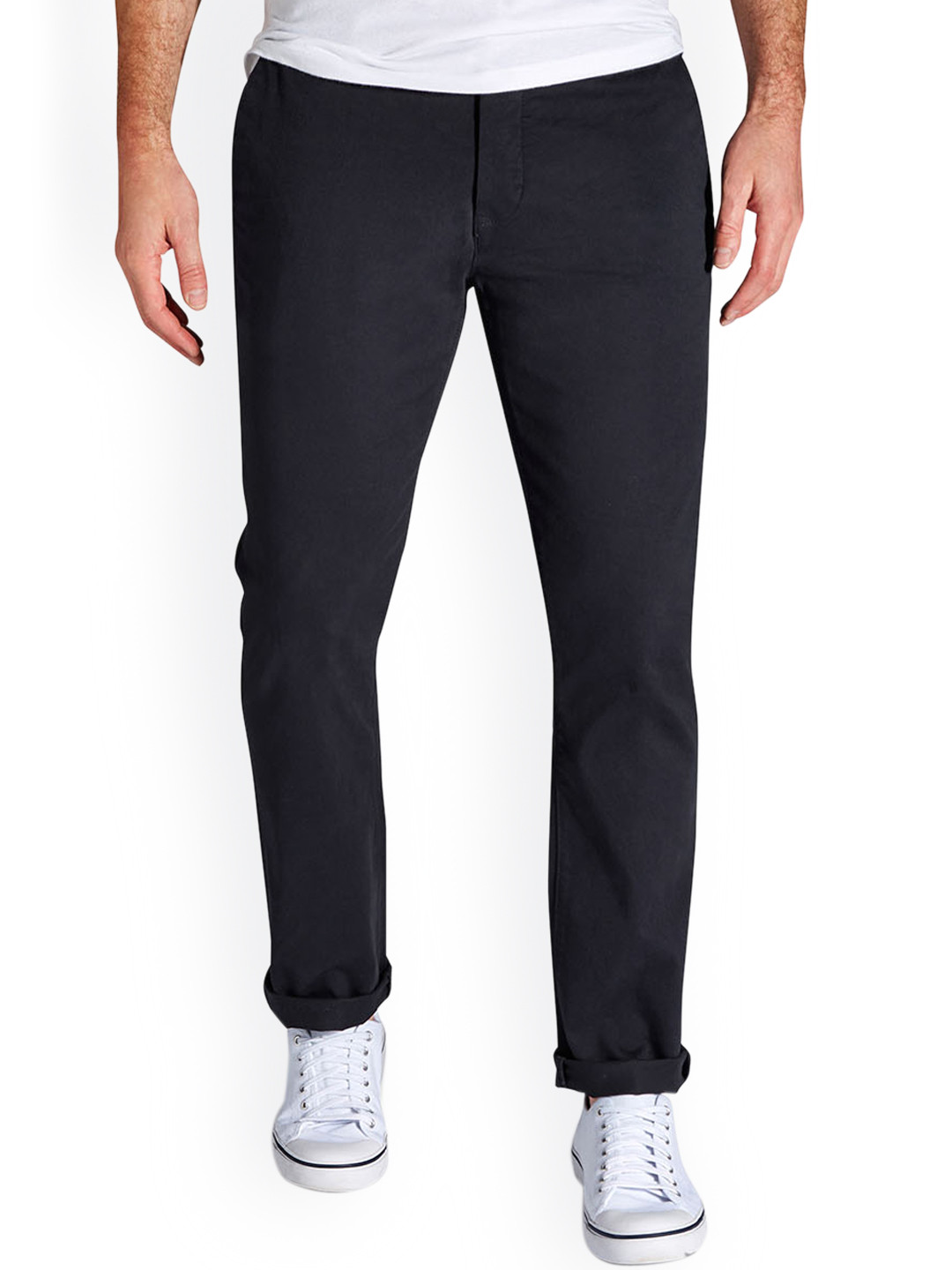 NEXT Men Navy Blue Skinny Fit Solid Chinos
