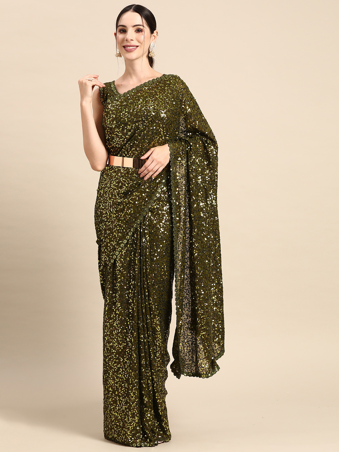 Divine International Trading Co Embellished Sequinned Saree