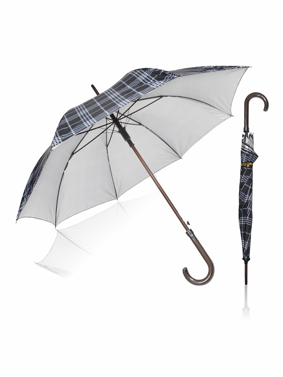 EUME Checked Printed Forlin Auto Open  1-Fold Umbrella
