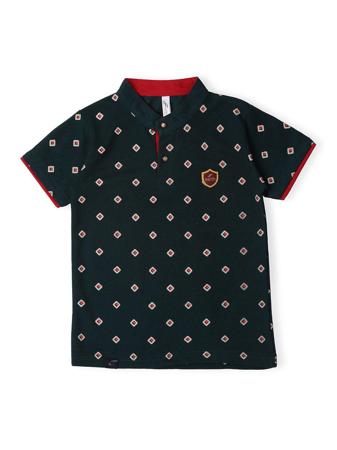 earth conscious Boys Geometric Printed Cotton T-shirt