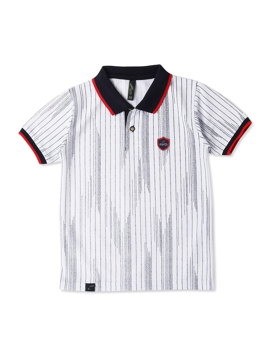 earth conscious Boys Striped Polo Collar Cotton T-shirt
