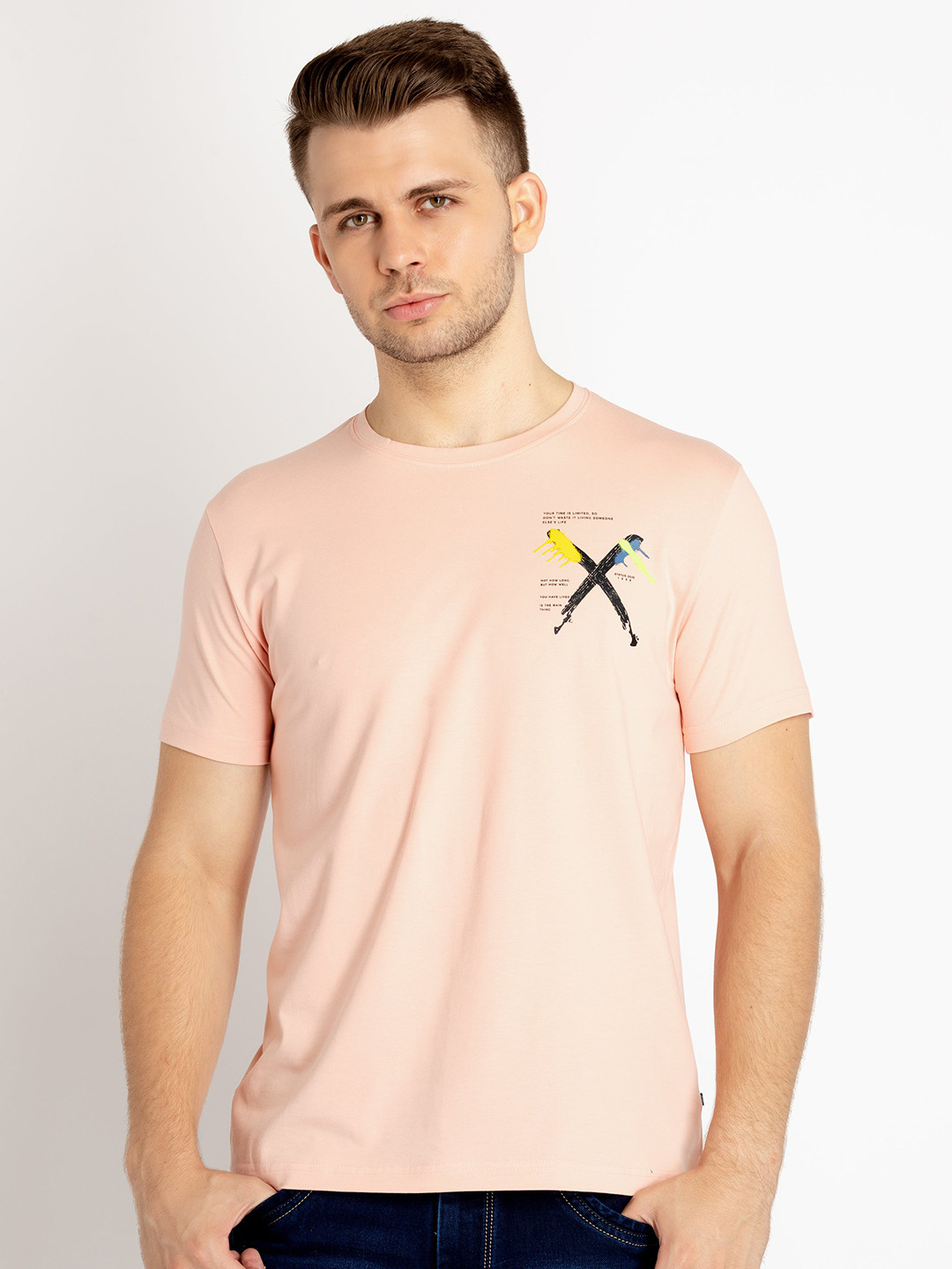 Status Quo Placement Graphic Printed Cotton T-shirt