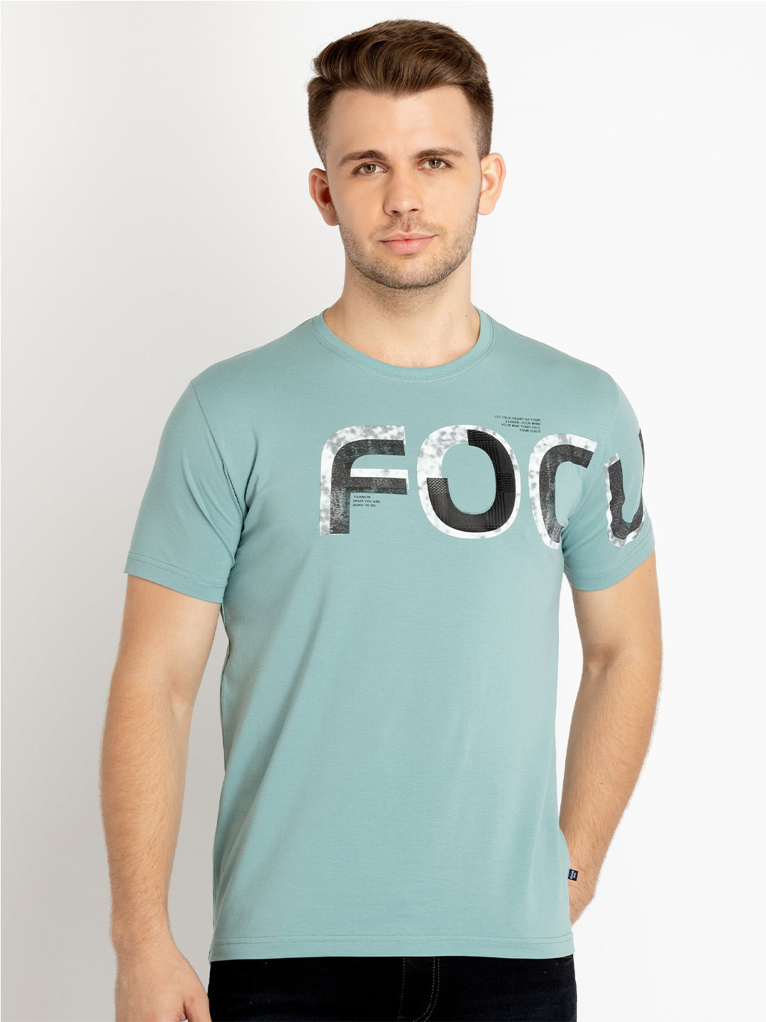 Status Quo Round Neck Typography Printed Cotton T-shirt