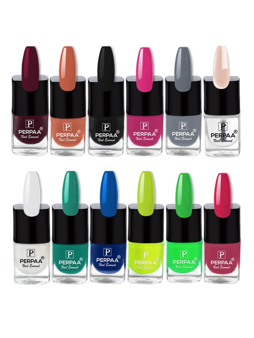 PERPAA Set of 12 Trendy Quick-Drying & Long Lasting Gel Nail Enamel 5 ml each - Combo 20