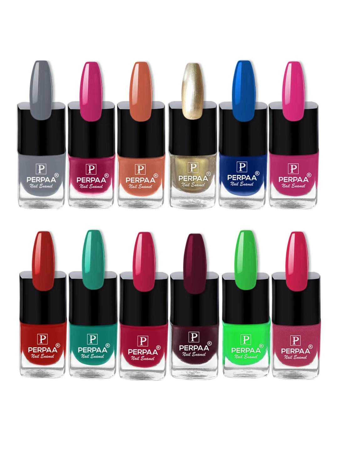 PERPAA Set of 12 Trendy Quick-Drying & Long Lasting Gel Nail Enamel 5 ml each - Combo 30
