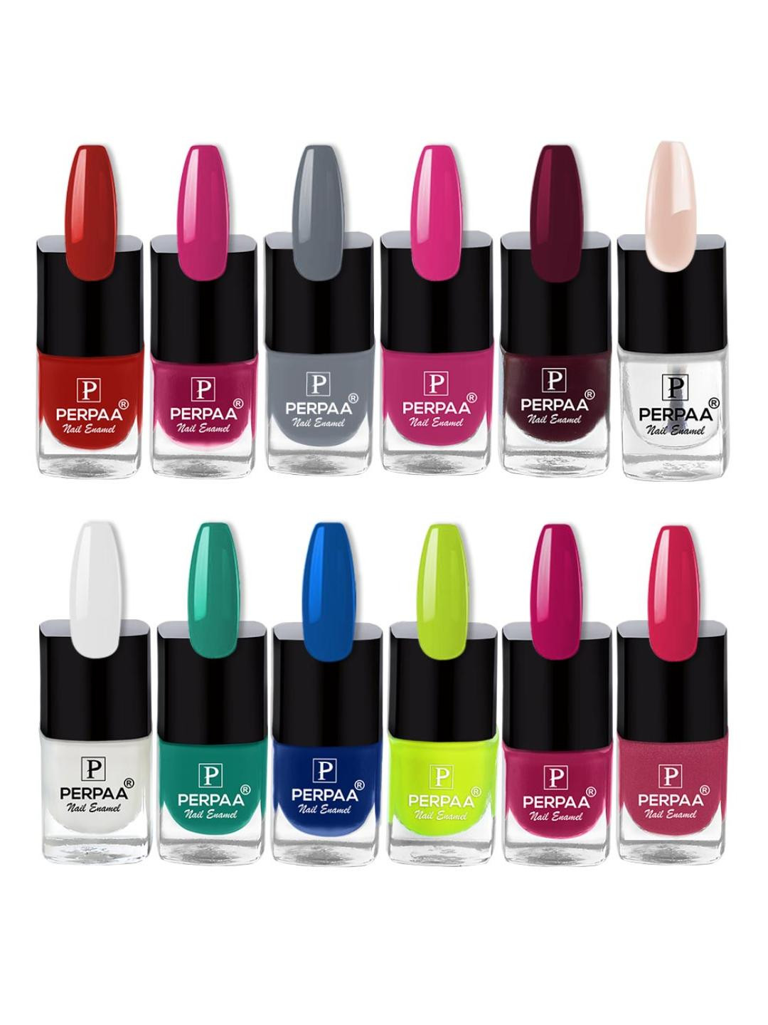 PERPAA Set of 12 Trendy Quick-Drying & Long Lasting Gel Nail Enamel 5 ml each - Combo 17