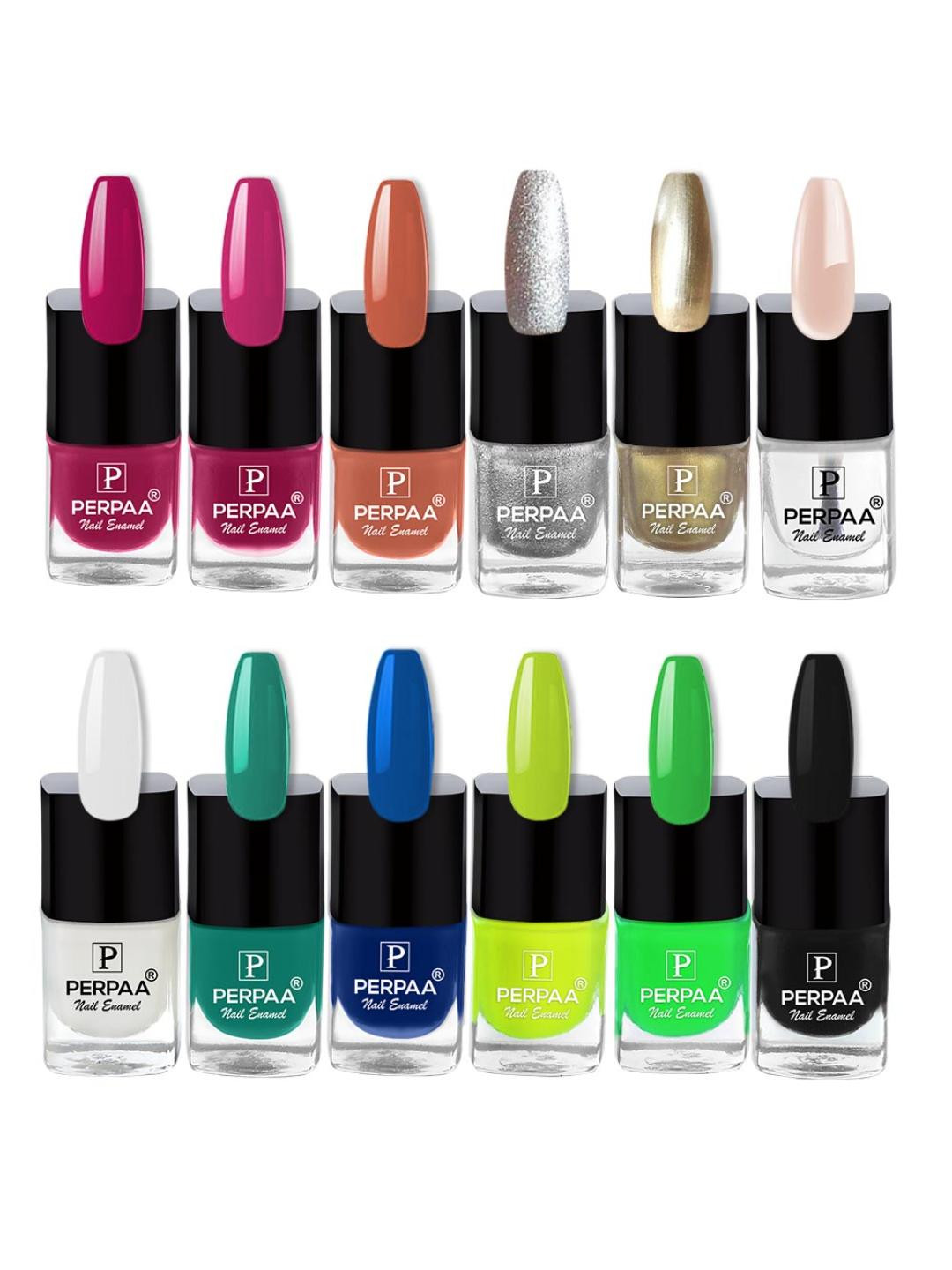 PERPAA Set Of 12 Trendy Quick-Drying Gel Based Nail Polish 5 ml Each - Combo No 15