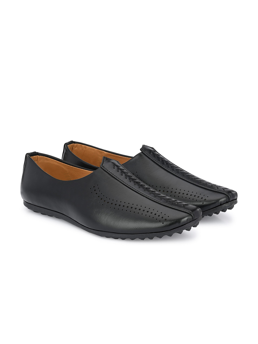 Azzaro Black Men Laser Cuts Slip-On Casual Mojaris