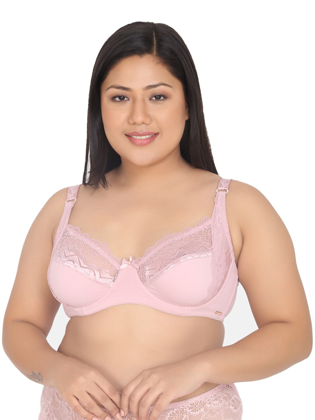 Curvy Love Plus Size Self Design Underwired Non Padded Plunge Bra
