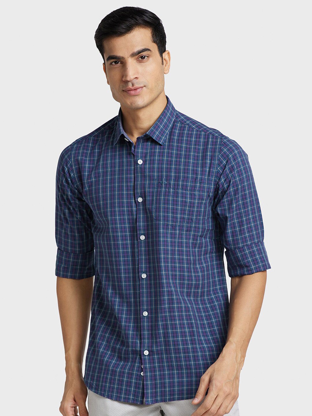 ColorPlus Grid Tattersall Checks Checked Casual Shirt