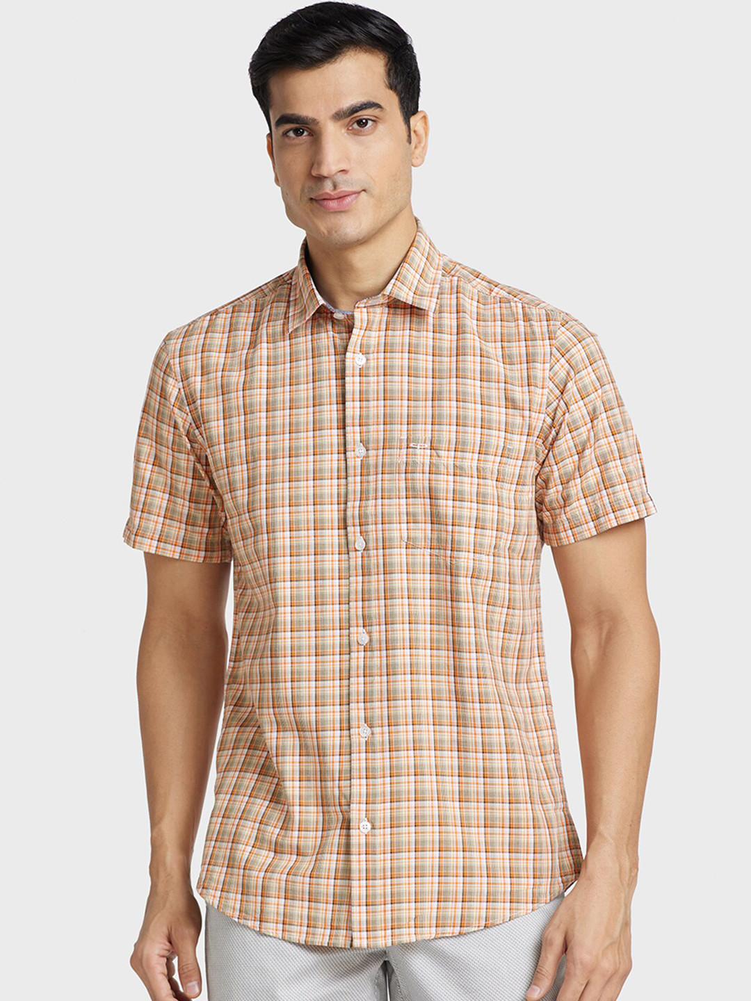 ColorPlus Tailored Fit Tartan Checks Checked Casual Shirt