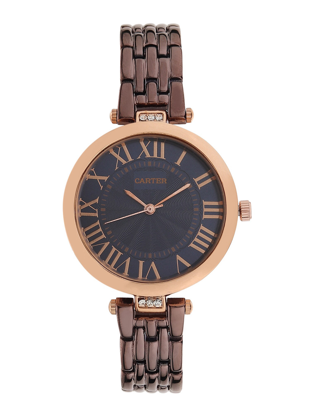 Sandy D Carter Women Brass Dial & Toned Bracelet Style Straps Analogue Watch