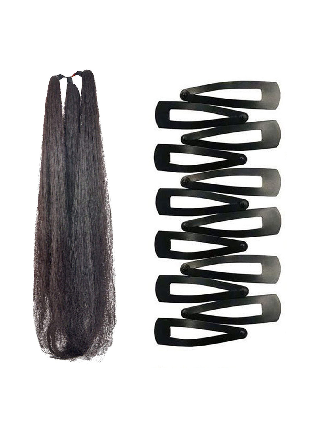 CHANDERKASH Long Parandi Choti Hair Extension With Tick Tack Clips - Black