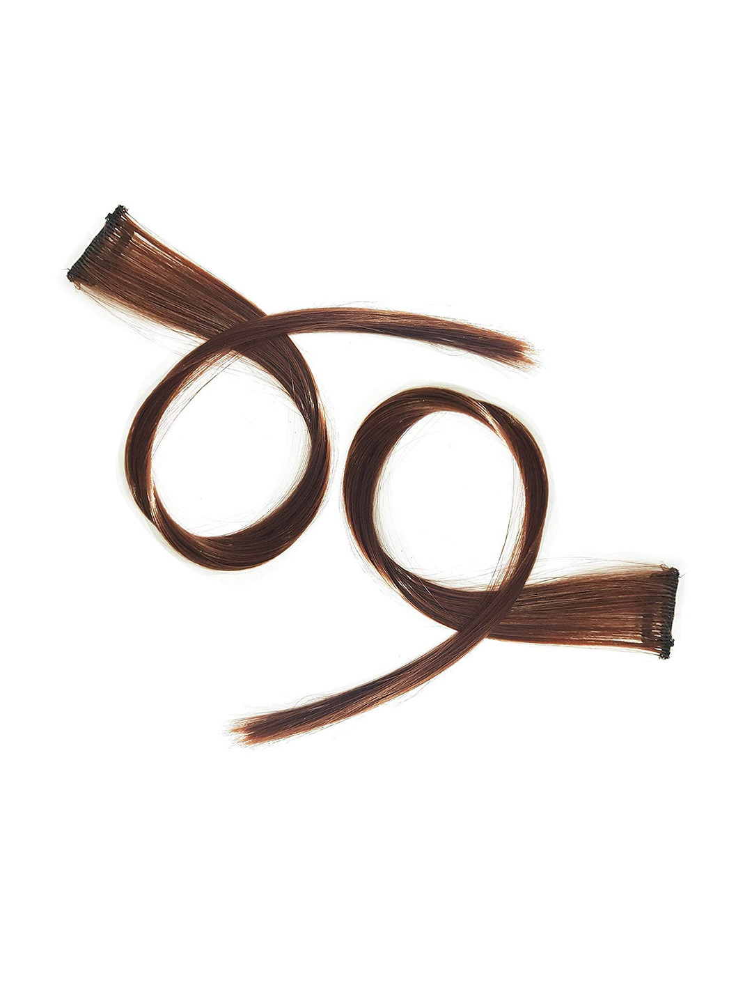 CHANDERKASH Set Of 2 Straight Single Clip Streak Color Hair Extension Golden Brown