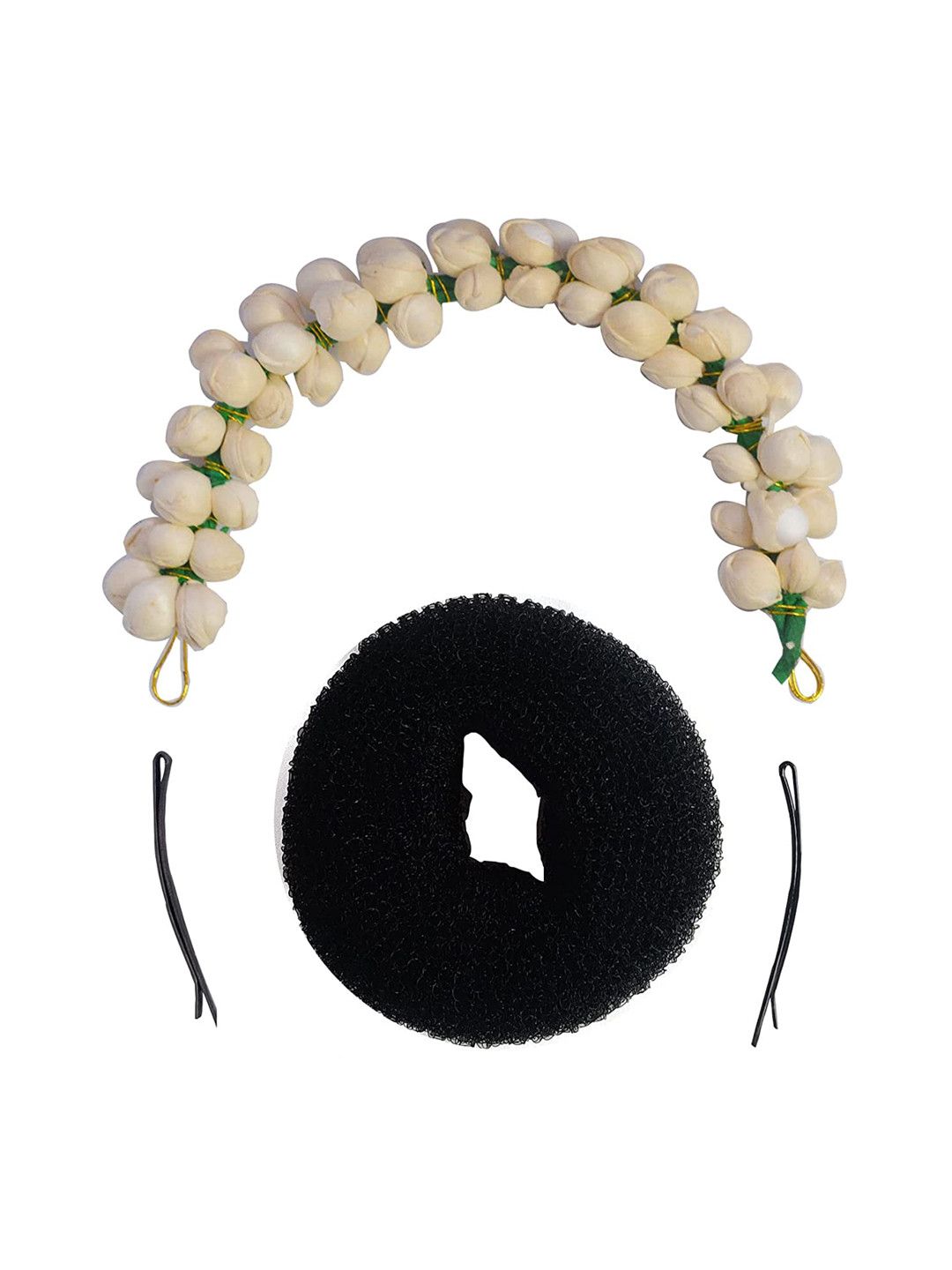 CHANDERKASH Set of 3 Hair Accessory Mogra Gajra bob pin Donut