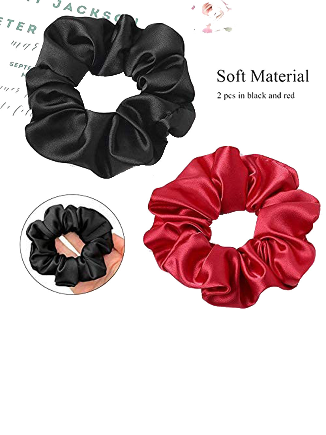 CHANDERKASH Women Set of 2 Satin Ponytail Holders & Hair Ties Scrunchies