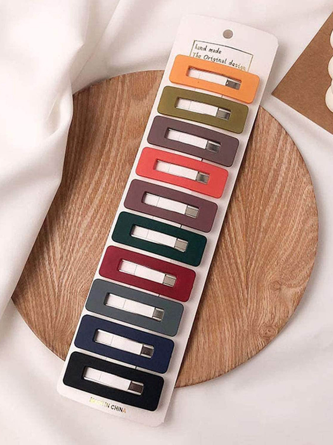 CHANDERKASH Women Set Of 15 Rectangular Matte Hair Clips with Wire Hair Rubber Bands