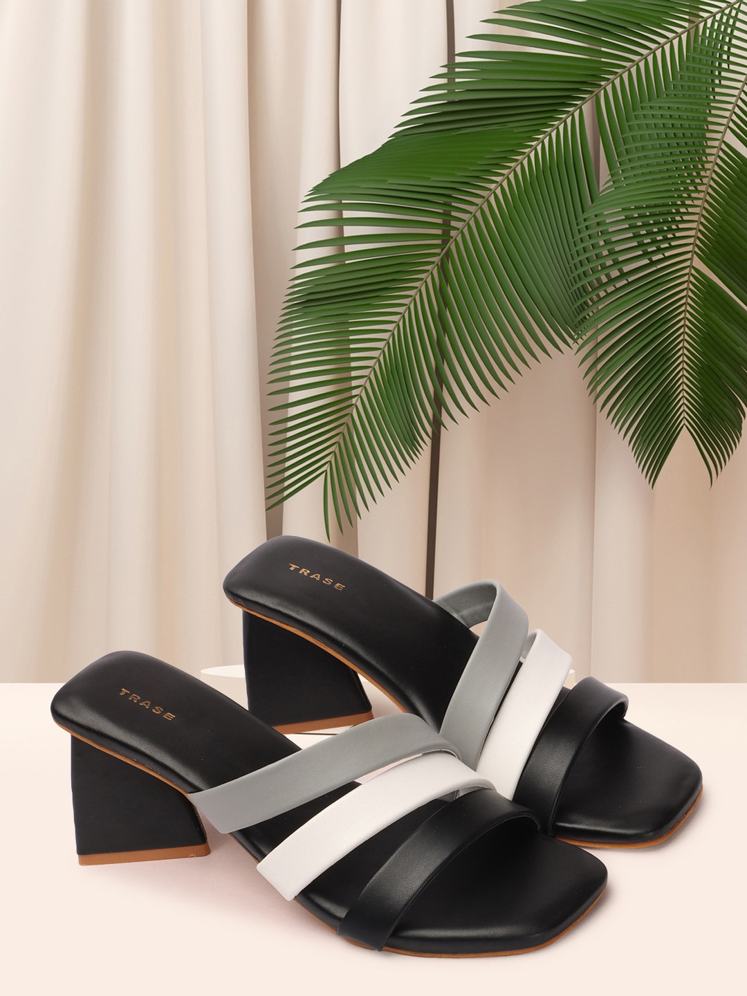 TRASE Multiple Striped Block Heels