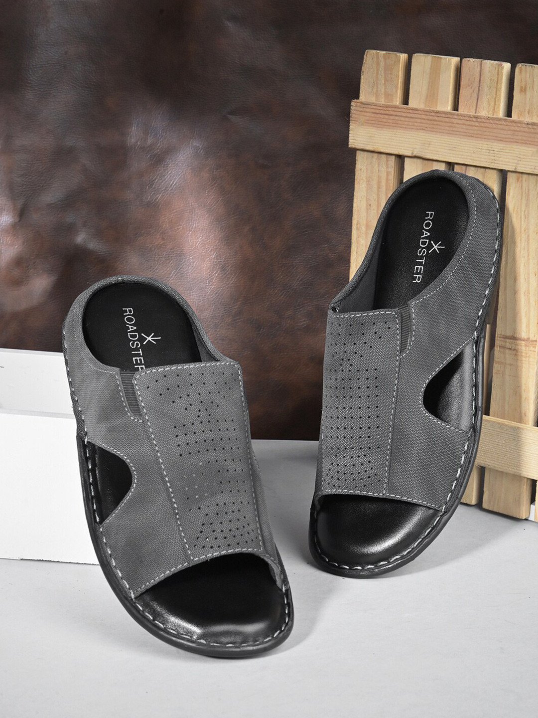 The Roadster Lifestyle Co. Men Textured Sleek Silhouette Slip On Casual Comfort Sandals